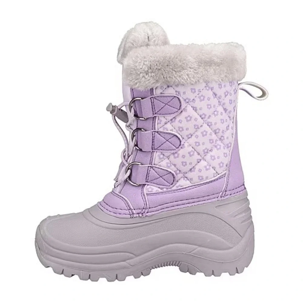 Totes Jenna Girls Big Kid Purple Waterproof Insulated Faux Fur Winter Boots 13